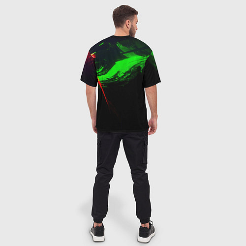 Мужская футболка оверсайз Color black green red / 3D-принт – фото 4