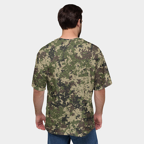 Мужская футболка оверсайз Камуфляж защитный пиксельный / 3D-принт – фото 4