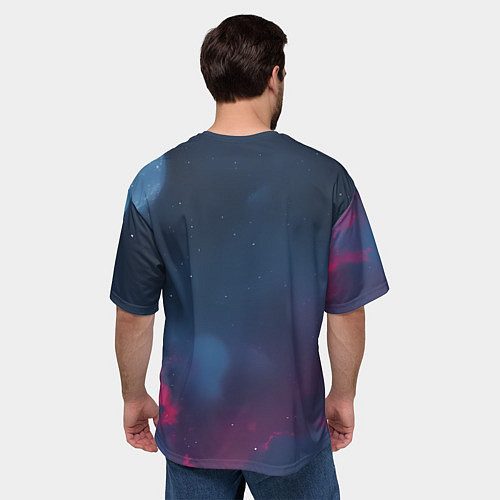 Мужская футболка оверсайз Скелет космонавта под луной / 3D-принт – фото 4