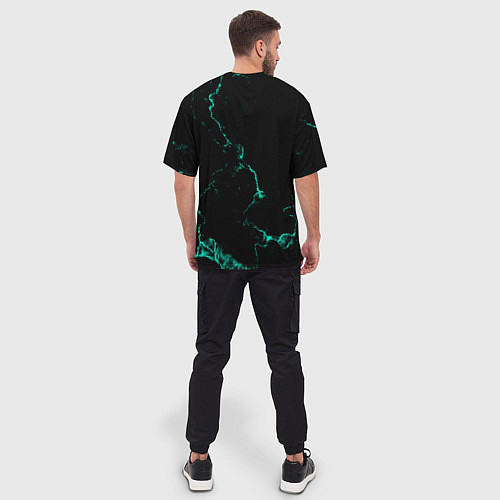 Мужская футболка оверсайз Color black turquoise / 3D-принт – фото 4