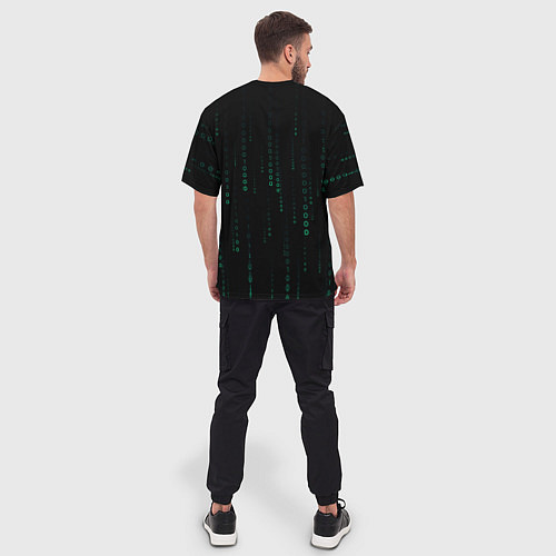 Мужская футболка оверсайз Color black turquoise / 3D-принт – фото 4