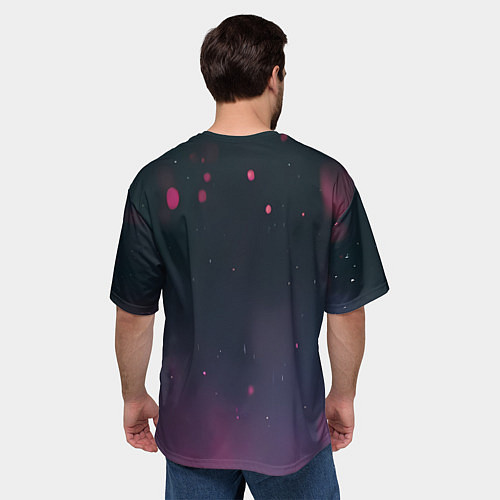 Мужская футболка оверсайз Красный череп в скафандре космонавта / 3D-принт – фото 4