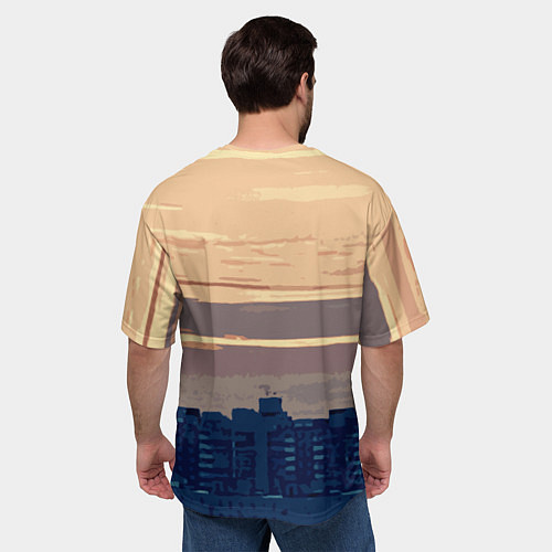 Мужская футболка оверсайз Городской пейзаж стилизованный / 3D-принт – фото 4