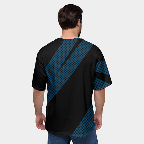 Мужская футболка оверсайз Haval sport чёрно-синий с полосой / 3D-принт – фото 4