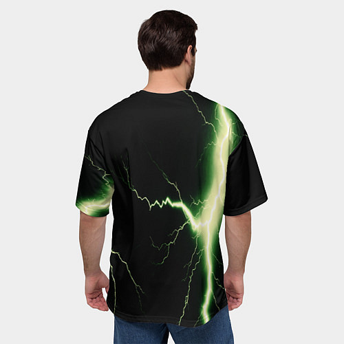 Мужская футболка оверсайз Lightning yellow текстура / 3D-принт – фото 4
