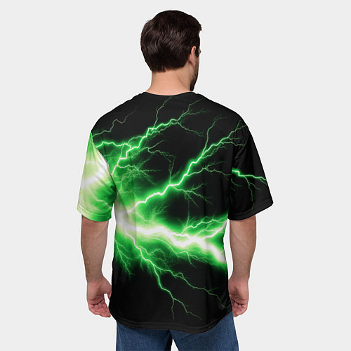 Мужская футболка оверсайз Lightning green / 3D-принт – фото 4