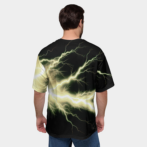 Мужская футболка оверсайз Lightning yellow / 3D-принт – фото 4