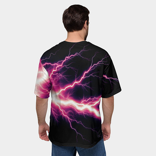 Мужская футболка оверсайз Lightning pink / 3D-принт – фото 4