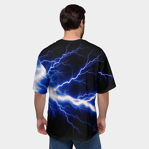 Мужская футболка оверсайз Lightning blue / 3D-принт – фото 4