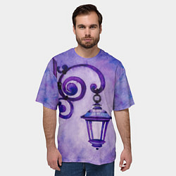 Футболка оверсайз мужская Уличный фиолетовый фонарь, цвет: 3D-принт — фото 2