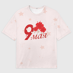 Футболка оверсайз мужская 9 мая гвоздики, цвет: 3D-принт