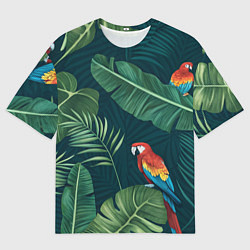 Футболка оверсайз мужская Тропики и попугаи, цвет: 3D-принт
