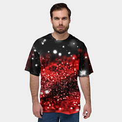 Футболка оверсайз мужская Красно-черная блестящая текстура, цвет: 3D-принт — фото 2