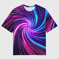 Футболка оверсайз мужская Неоновый вихрь из светящихся линий, цвет: 3D-принт