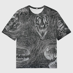 Мужская футболка оверсайз Черепа динозавров - эскиз