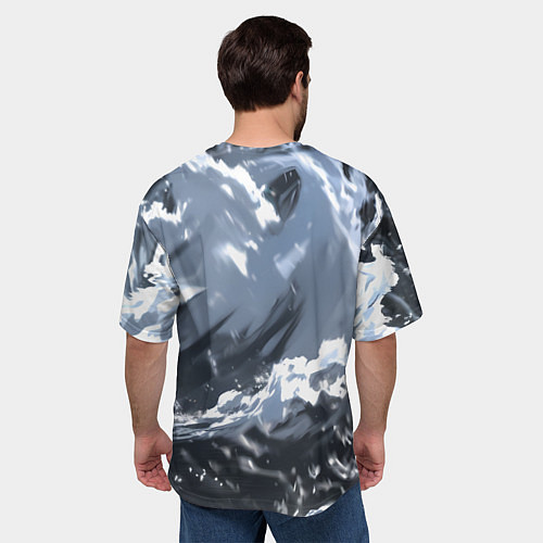 Мужская футболка оверсайз Медведь в молниях и облаках / 3D-принт – фото 4