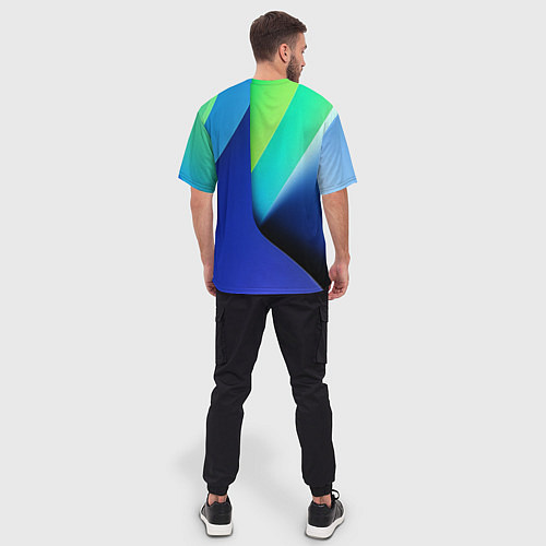Мужская футболка оверсайз Color blue green / 3D-принт – фото 4