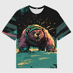 Футболка оверсайз мужская Медведь в гневе, цвет: 3D-принт