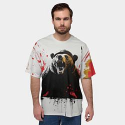 Футболка оверсайз мужская Медведь и брызги краски, цвет: 3D-принт — фото 2