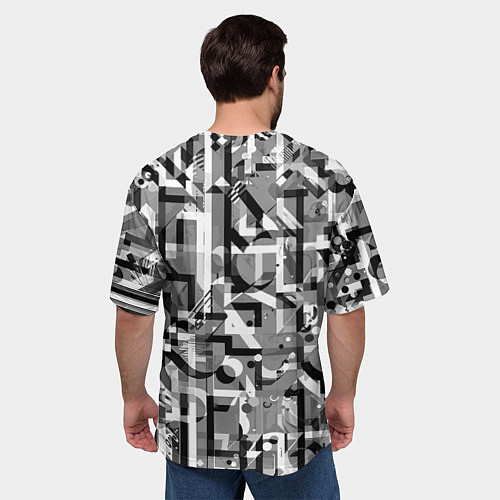 Мужская футболка оверсайз Серый объёмный эффект / 3D-принт – фото 4