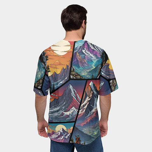 Мужская футболка оверсайз Горы в стиле фэнтези / 3D-принт – фото 4