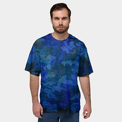 Футболка оверсайз мужская Абстракция - blue uniform camouflage, цвет: 3D-принт — фото 2