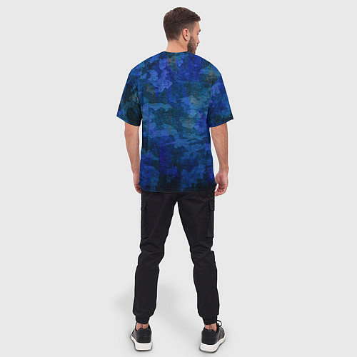 Мужская футболка оверсайз Абстракция - blue uniform camouflage / 3D-принт – фото 4