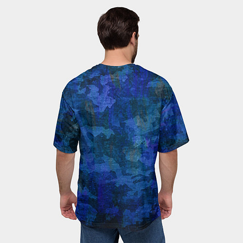 Мужская футболка оверсайз Абстракция - blue uniform camouflage / 3D-принт – фото 4