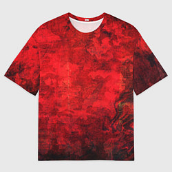 Мужская футболка оверсайз Абстракция - red shabby wall