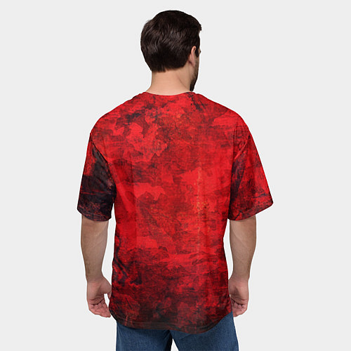 Мужская футболка оверсайз Абстракция - red shabby wall / 3D-принт – фото 4
