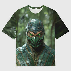 Мужская футболка оверсайз Рептилия с зелеными глазами