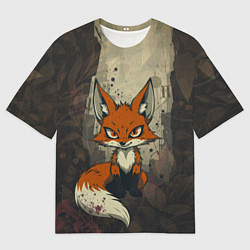 Мужская футболка оверсайз Рыжий лис хитрец