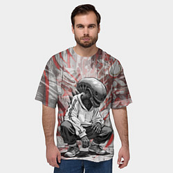 Футболка оверсайз мужская Ксеноморф на спорте, цвет: 3D-принт — фото 2