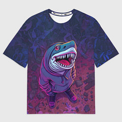 Мужская футболка оверсайз Акула в балахоне