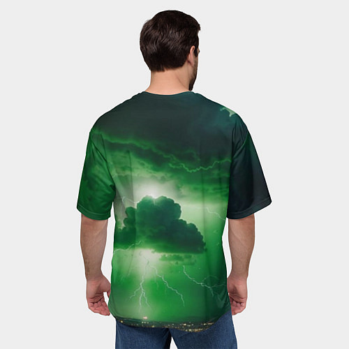 Мужская футболка оверсайз Зелёный гром / 3D-принт – фото 4
