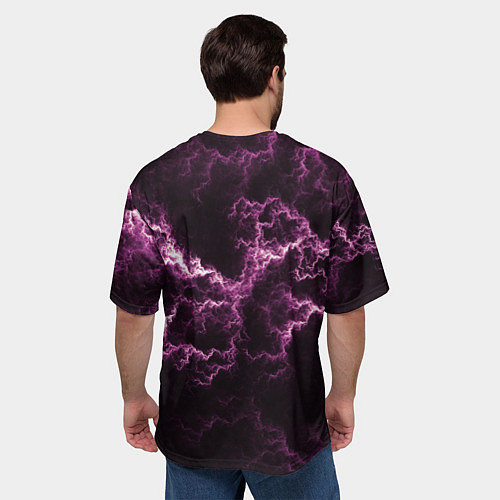 Мужская футболка оверсайз Lightning pink glow / 3D-принт – фото 4