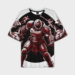 Мужская футболка оверсайз Doom red guardian