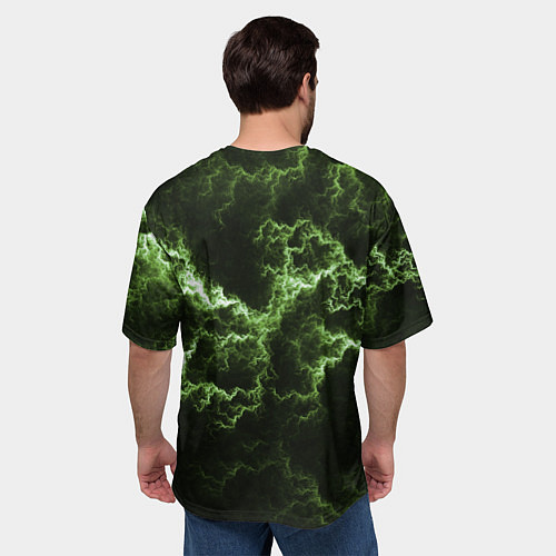 Мужская футболка оверсайз Lightning green glow / 3D-принт – фото 4