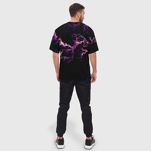 Мужская футболка оверсайз Lightning pink glow / 3D-принт – фото 4