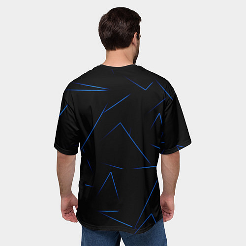 Мужская футболка оверсайз Color blue line / 3D-принт – фото 4