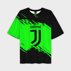 Футболка оверсайз мужская Juventus черные краски, цвет: 3D-принт