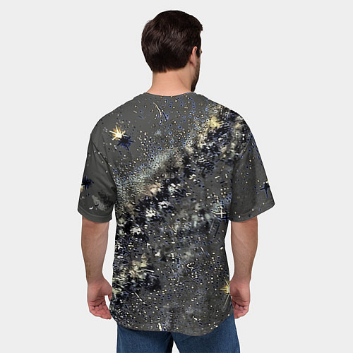Мужская футболка оверсайз Тёмный серый абстракция звёзды / 3D-принт – фото 4
