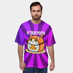 Футболка оверсайз мужская Рыжий кот ролл, цвет: 3D-принт — фото 2