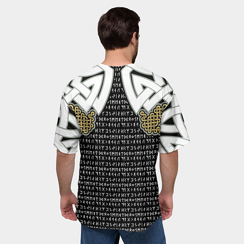 Мужская футболка оверсайз Узор рун и символов / 3D-принт – фото 4