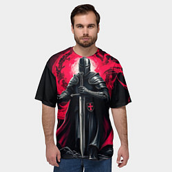 Футболка оверсайз мужская Рыцарь-крестоносец ордена красной звезды, цвет: 3D-принт — фото 2