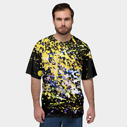 Футболка оверсайз мужская Желто синяя краска на черном, цвет: 3D-принт — фото 2