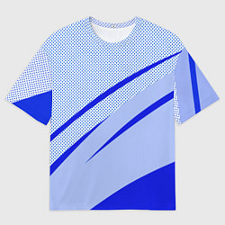 Футболка оверсайз мужская Светло-синий текстура с полосой, цвет: 3D-принт