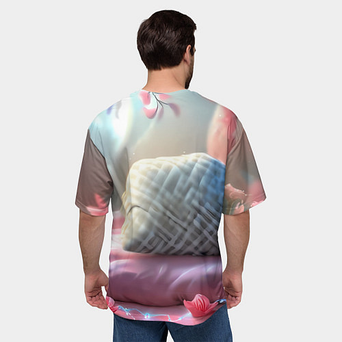 Мужская футболка оверсайз Девушка кошечка с голубыми глазами / 3D-принт – фото 4