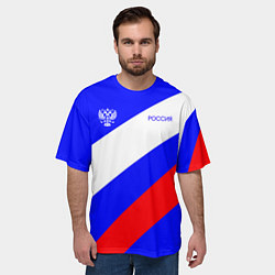 Футболка оверсайз мужская Россия с гербом и цветами флага, цвет: 3D-принт — фото 2