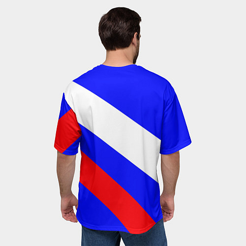 Мужская футболка оверсайз Россия с гербом и цветами флага / 3D-принт – фото 4